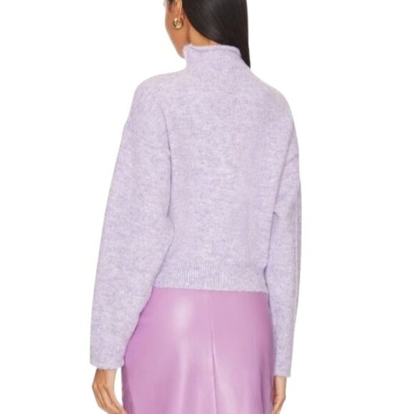 Line & Dot Lila Roll Mock Neck Cropped Sweater in Orchid/Purple Size S - Picture 6 of 14